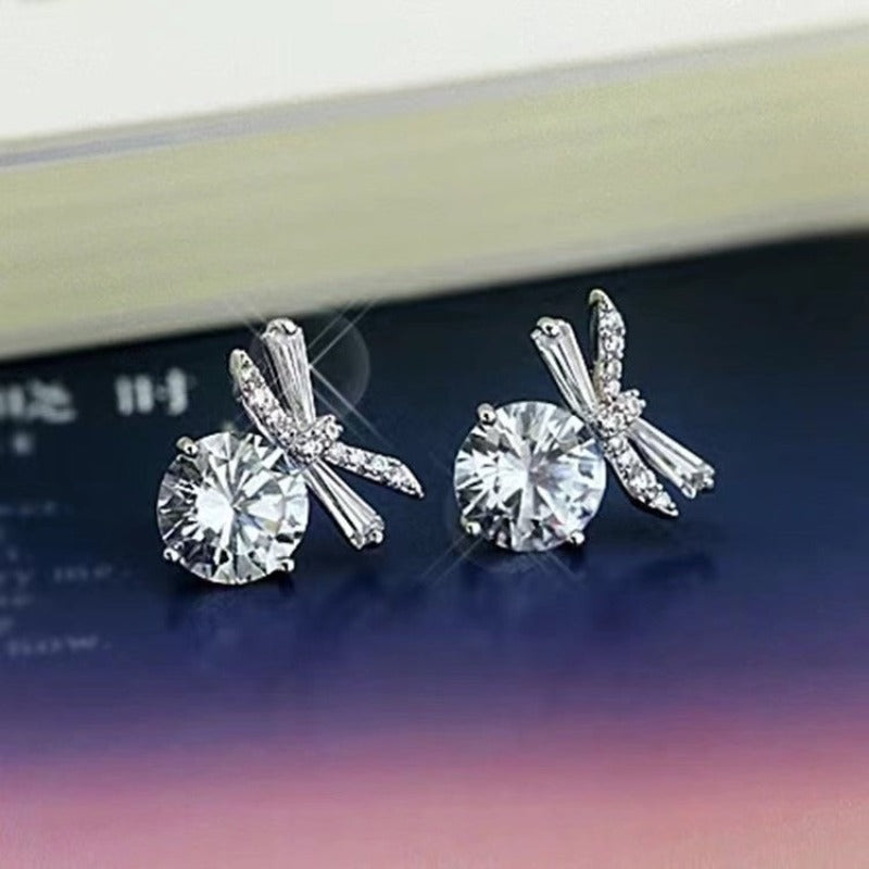 diamond stud silver earrings