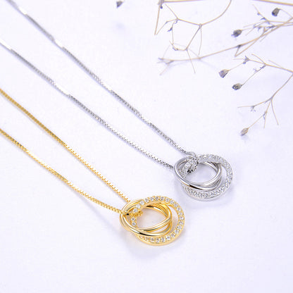 Rose Gold & Gold Three Ring Necklace

