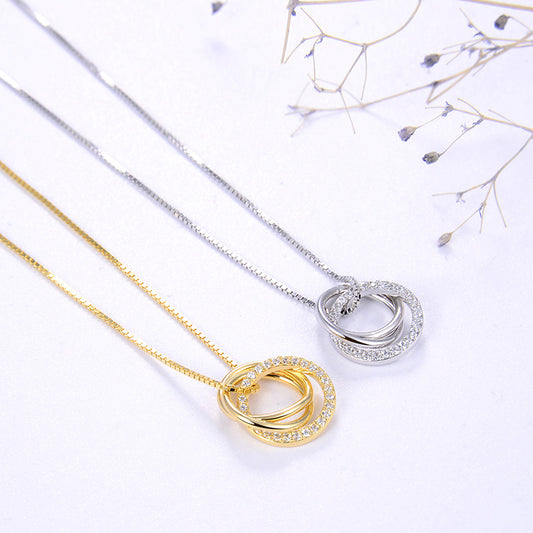 Rose Gold & Gold Three Ring Necklace

