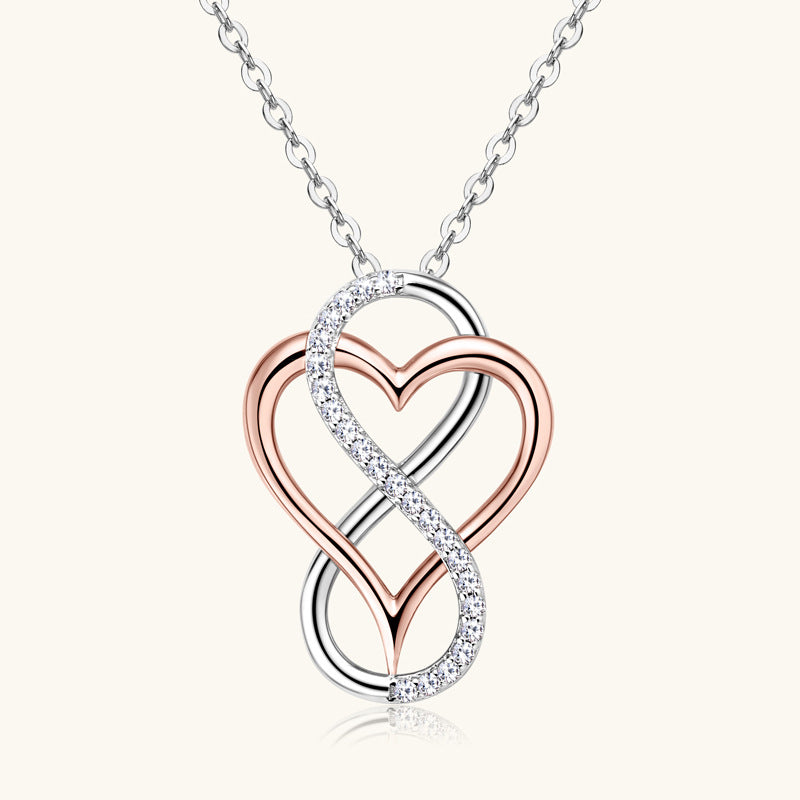 Two-Tone Silver and Rose Gold Moissanite Pendant


