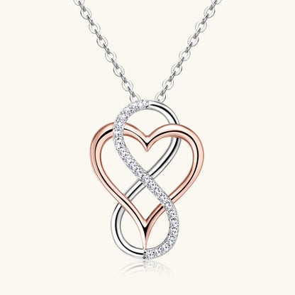 Two-Tone Silver and Rose Gold Moissanite Pendant


