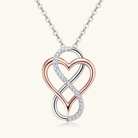 Two-Tone Silver and Rose Gold Moissanite Pendant


