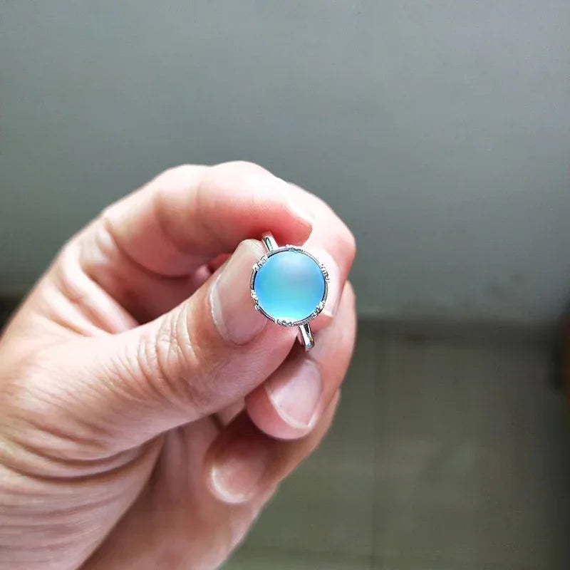 silver moon stones rings silver