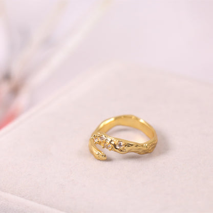 Unique Molten Gold Ring with Sparkle

