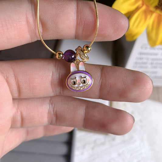 Labubu Enamel & Crystal Dangle Necklace

