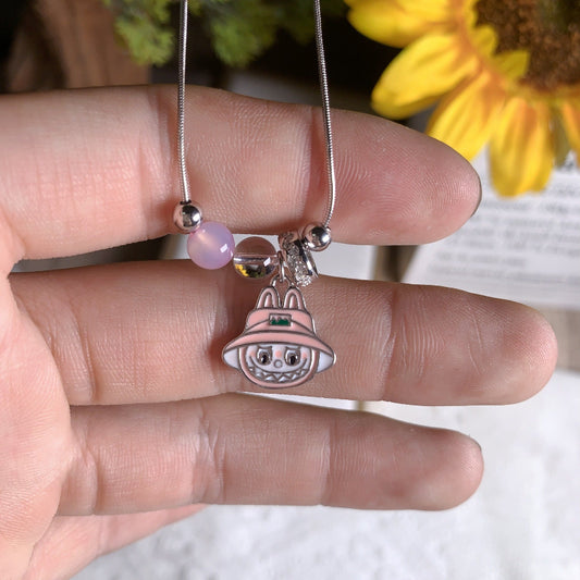 Labubu Pink Gemstone Pendant Necklace

