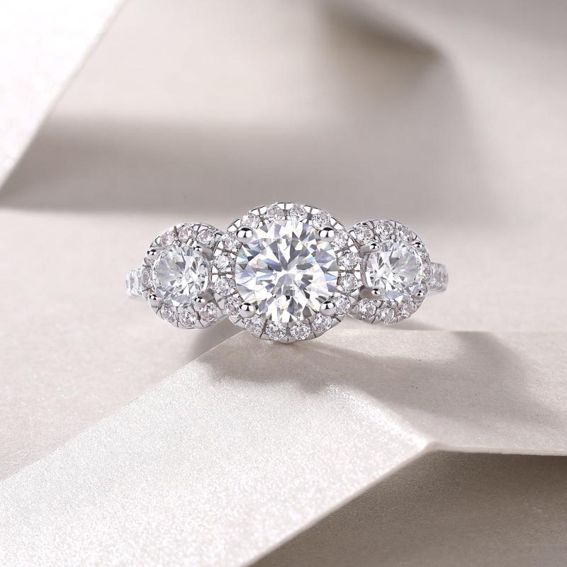 High Quality S925 Silver Moissanite Promise Ring


