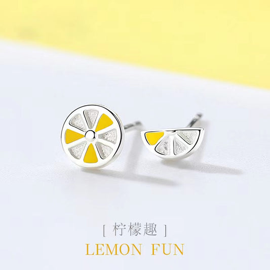 Asymmetrical Lemon Fun Studs

