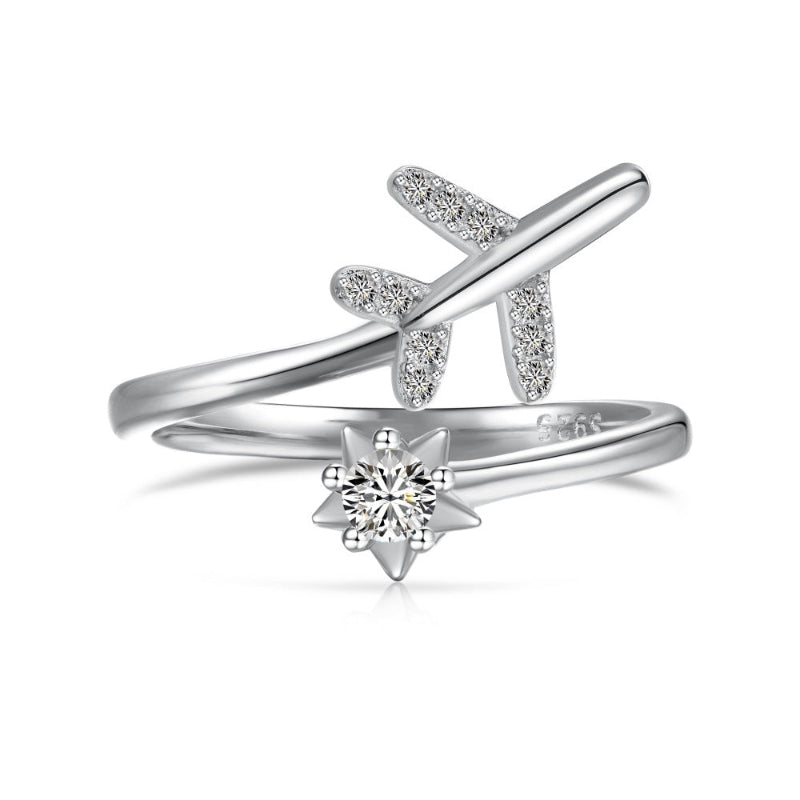 Chic Plane & Sparkle Star Ring

