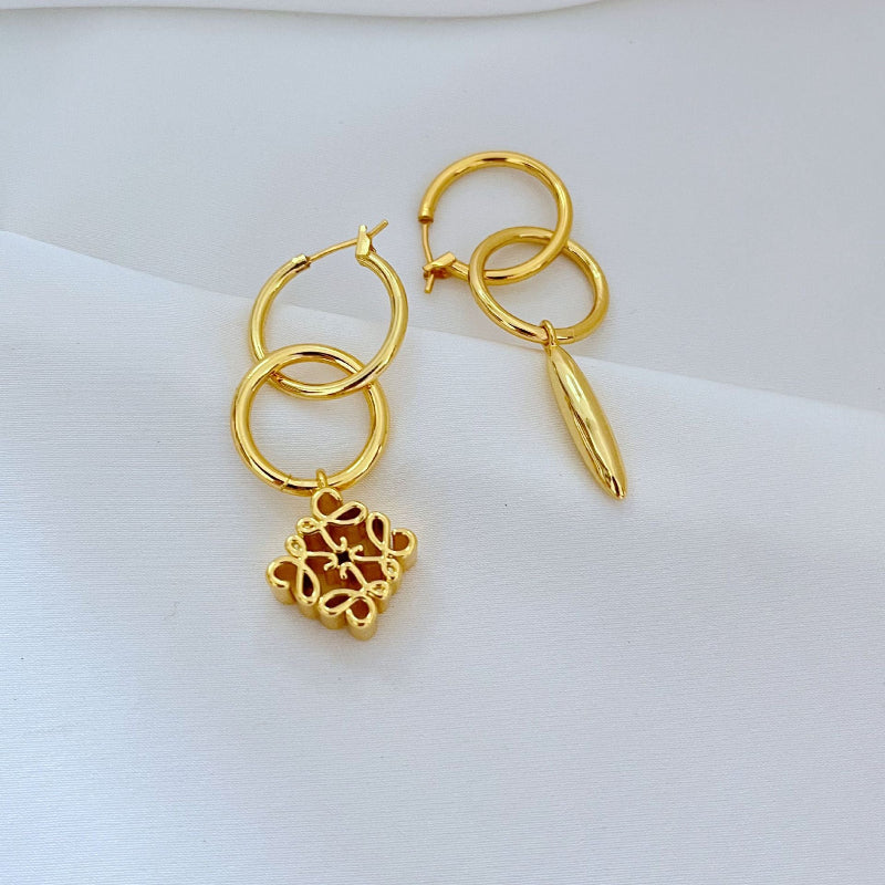 Asymmetric Loewe Anagram Drop Earrings

