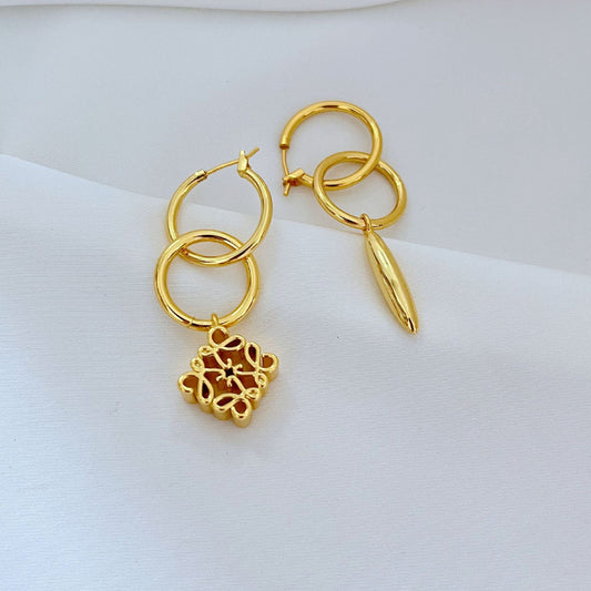 Asymmetric Loewe Anagram Drop Earrings

