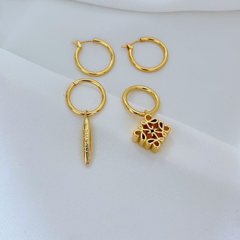 Ornate Loewe Anagram Dangler Earrings

