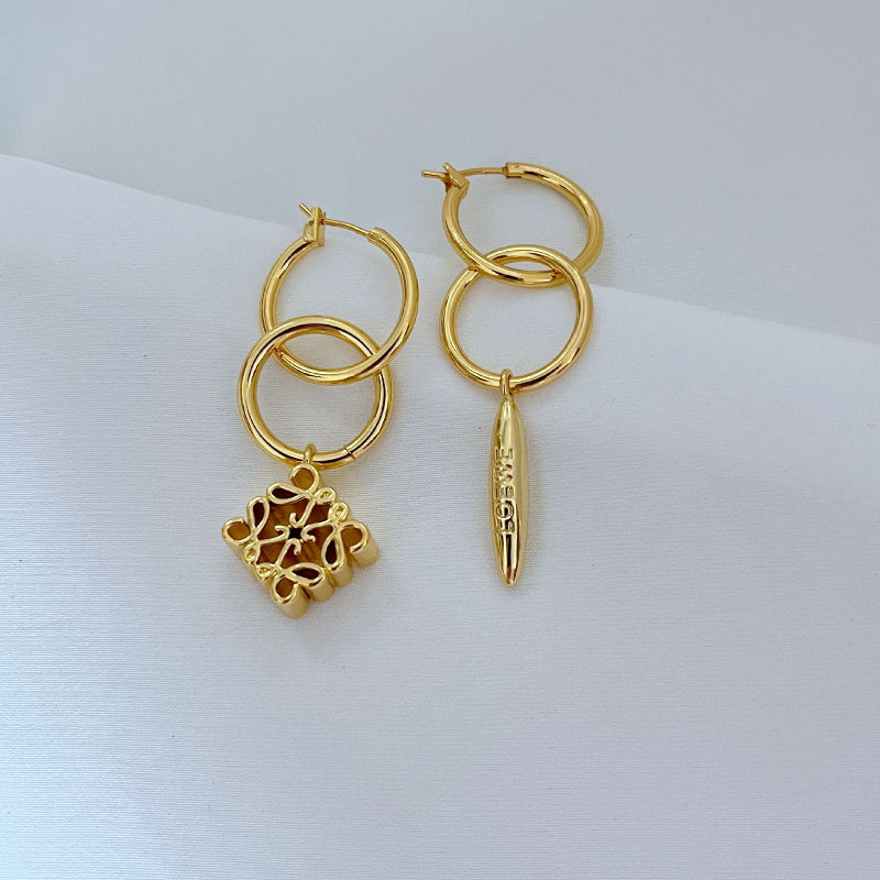 Luxury Loewe Gold Hoop Dangles

