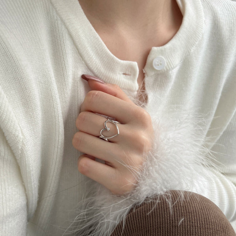 Heart Outline with Crystal Ring

