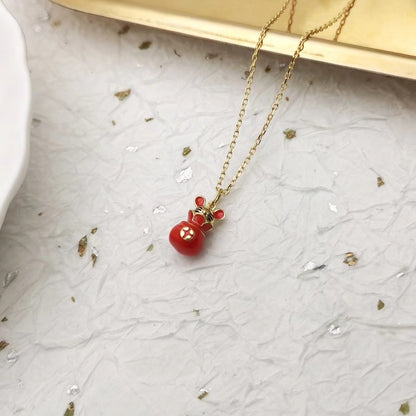 Red Pouch Mouse Pendant Necklace

