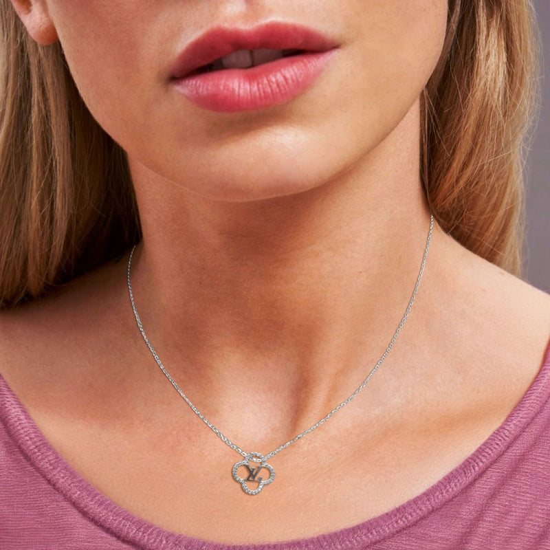 Iconic Silver LV Clover Necklace