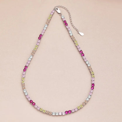 Romantic Colorful Zirconia Tennis Necklace