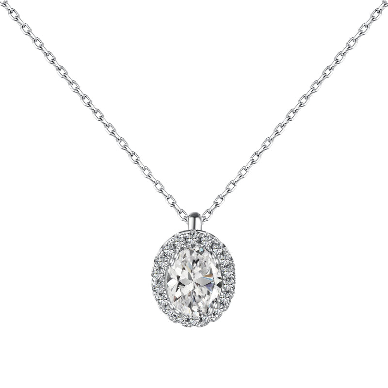 Oval Silver Necklace for Girlfriend