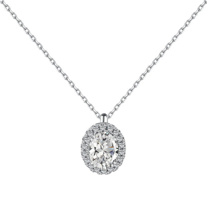 Oval Silver Necklace for Girlfriend