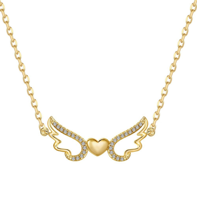 Refined Silver Guardian Angel Heart Pendant

