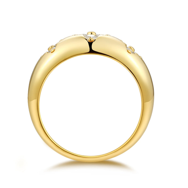 Dainty Diamond Flower Gold Band

