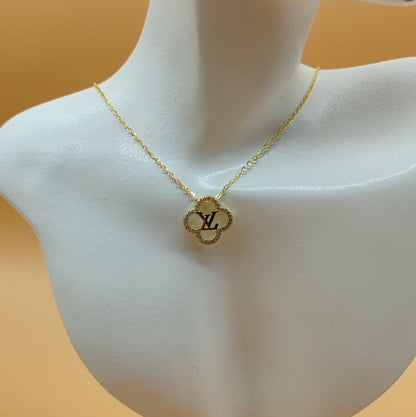 Gleaming Silver LV Clover Necklace