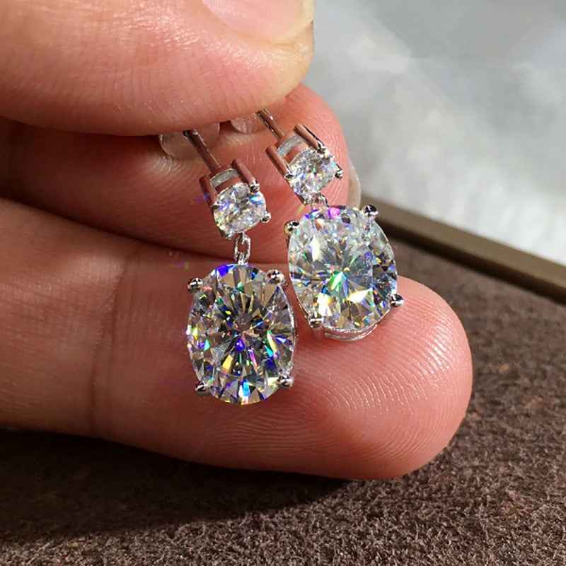 Jimmy Jewelry Factory Oval Diamond Drop Earrings s925