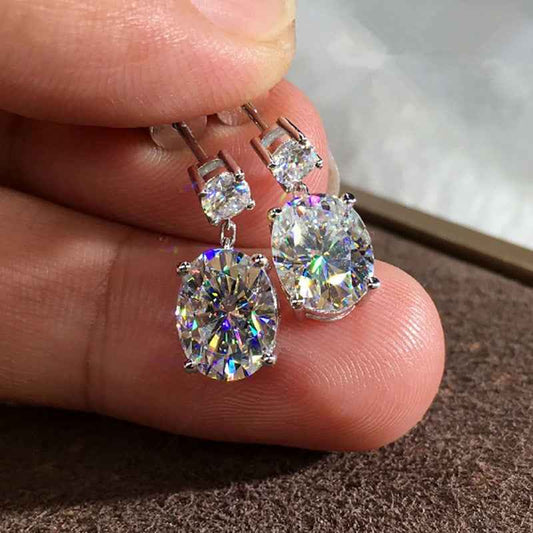 Jimmy Jewelry Factory Oval Diamond Drop Earrings s925