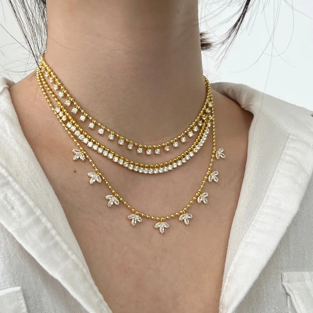 Luxurious Bead Chain Zirconia Necklace