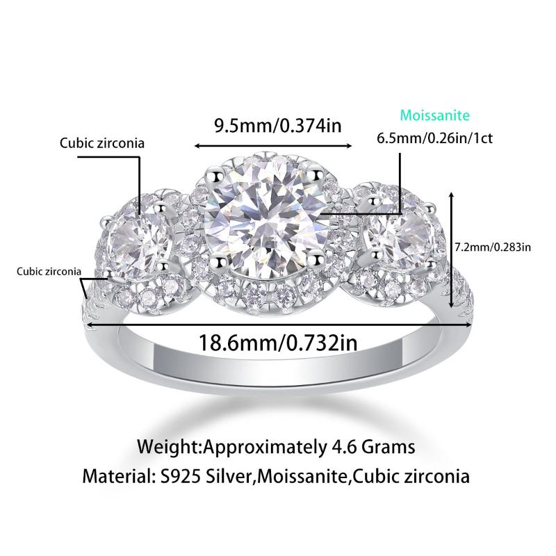 Luxurious Silver Moissanite & CZ Cocktail Ring

