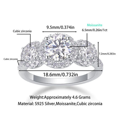 Luxurious Silver Moissanite & CZ Cocktail Ring

