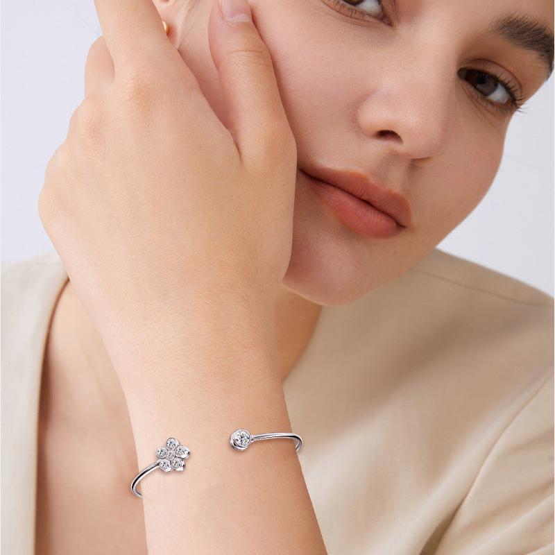 Sparkling Floral Cluster Open Bangle

