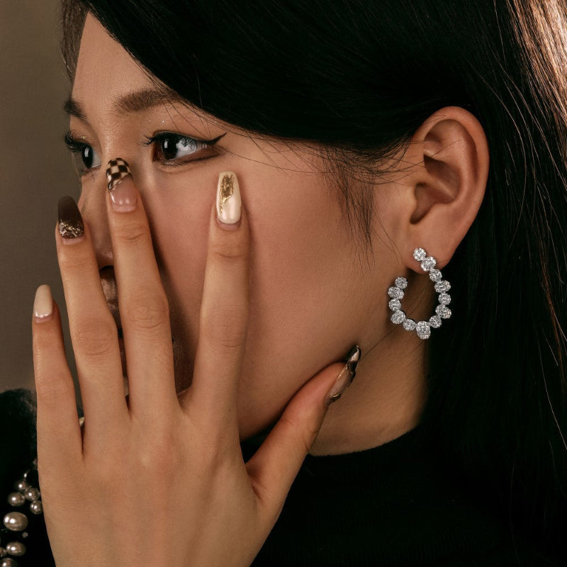 Gemstone Studded Hoop Earrings

