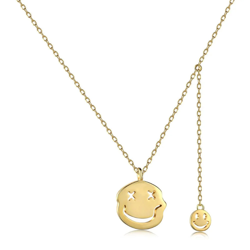 Cross-Eyed Smiley Face Dangle Necklace

