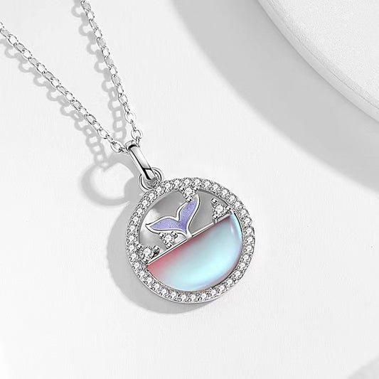 whale tail necklace moonstone