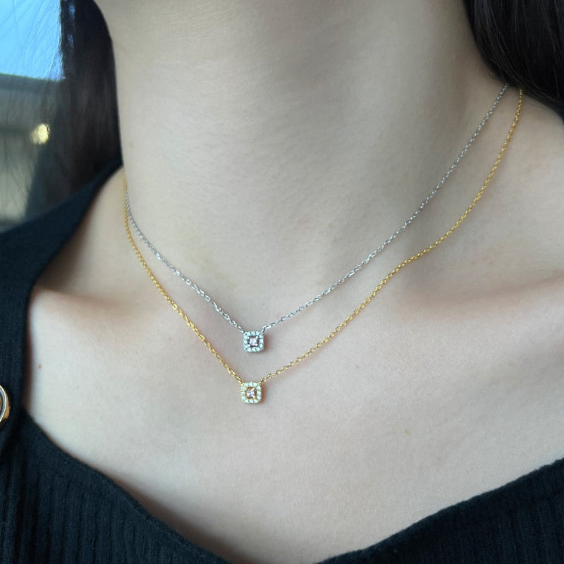 Shining Pink Solitaire Necklace

