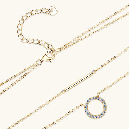 Two-Tiered Moissanite Horizon & Halo Necklace

