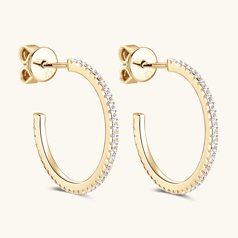 Sterling Silver Pave Hoop Earrings

