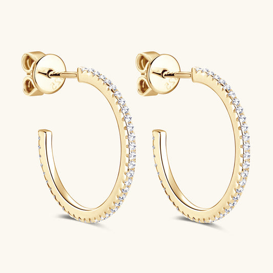 Sterling Silver Pave Hoop Earrings

