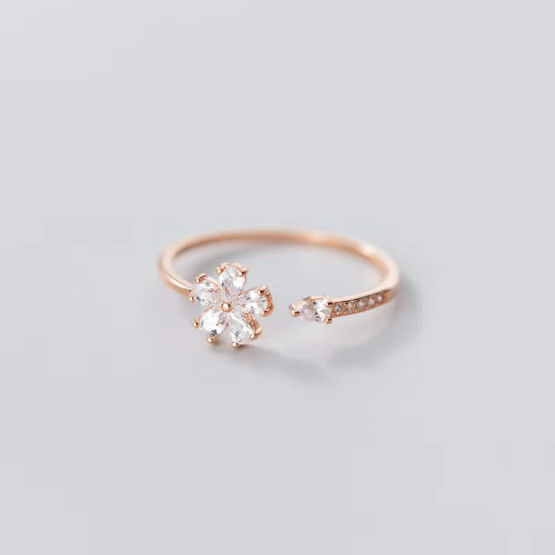 Delicate CZ Petal Wrap Ring


