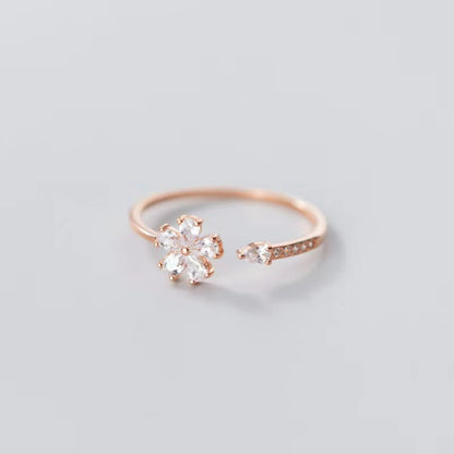 Delicate CZ Petal Wrap Ring

