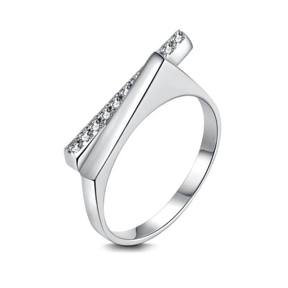Pavé Bar Sterling Silver Ring

