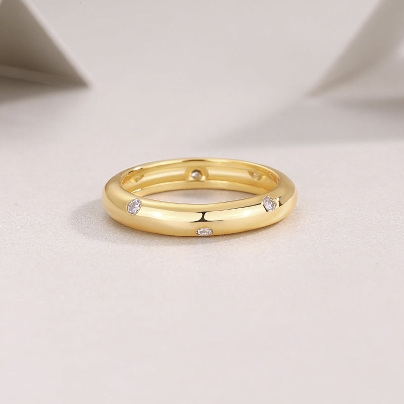 Contemporary Gold Moissanite Stacking Band


