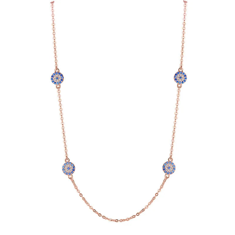 Delicate Evil Eye Charm Station Necklace

