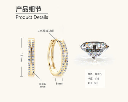Petite Gold Moissanite Pave Hoops

