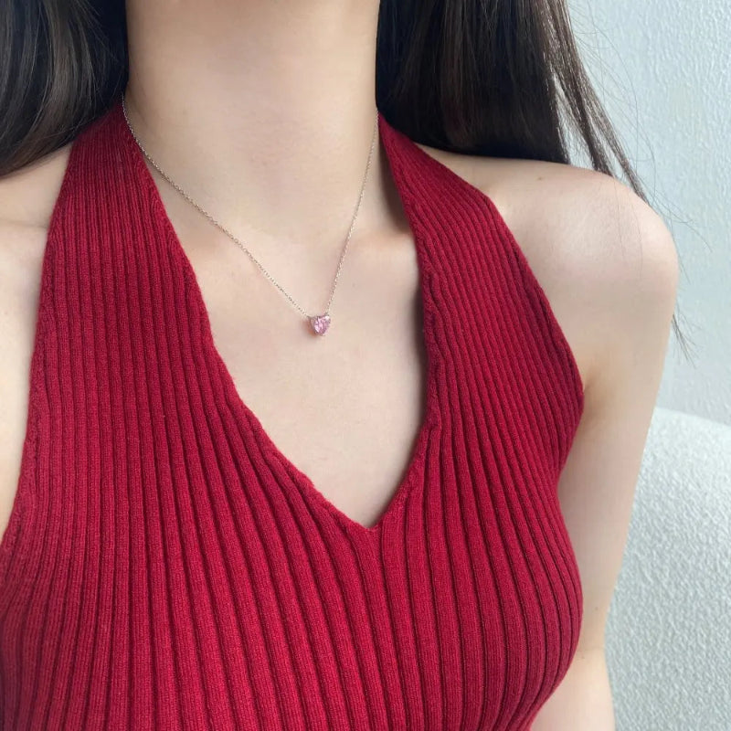 Romantic Rhodium Heart Necklace