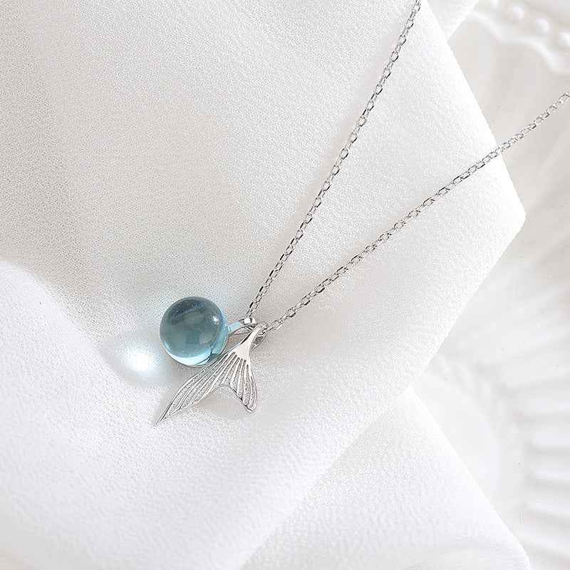 Silver Mermaid Tear Pendant Necklace