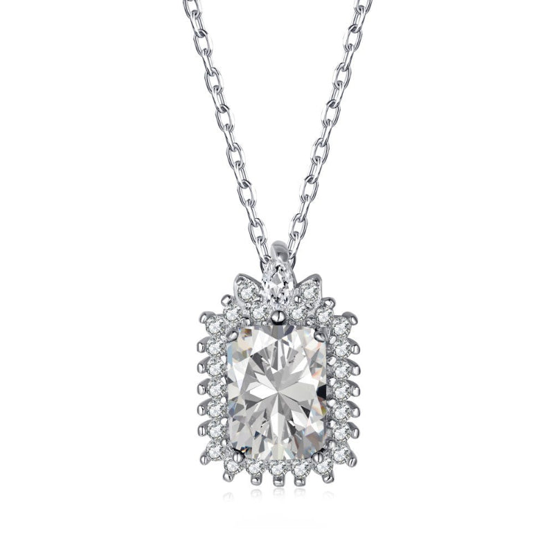 Delicate Silver Chain with Shimmering Rectangular Cut Zirconia

