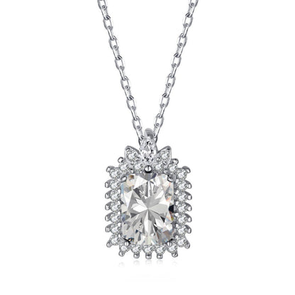 Delicate Silver Chain with Shimmering Rectangular Cut Zirconia

