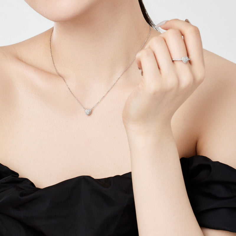 Delicate Silver Chain with Shimmering Layered Heart Pendant

